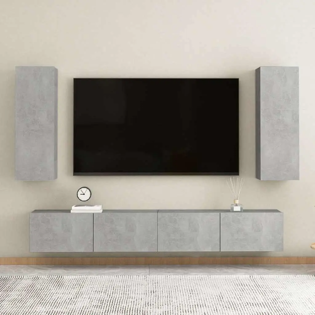 Wall-Mounted TV Cabinet Set 2 pcs Grey Storage Shelving Unit