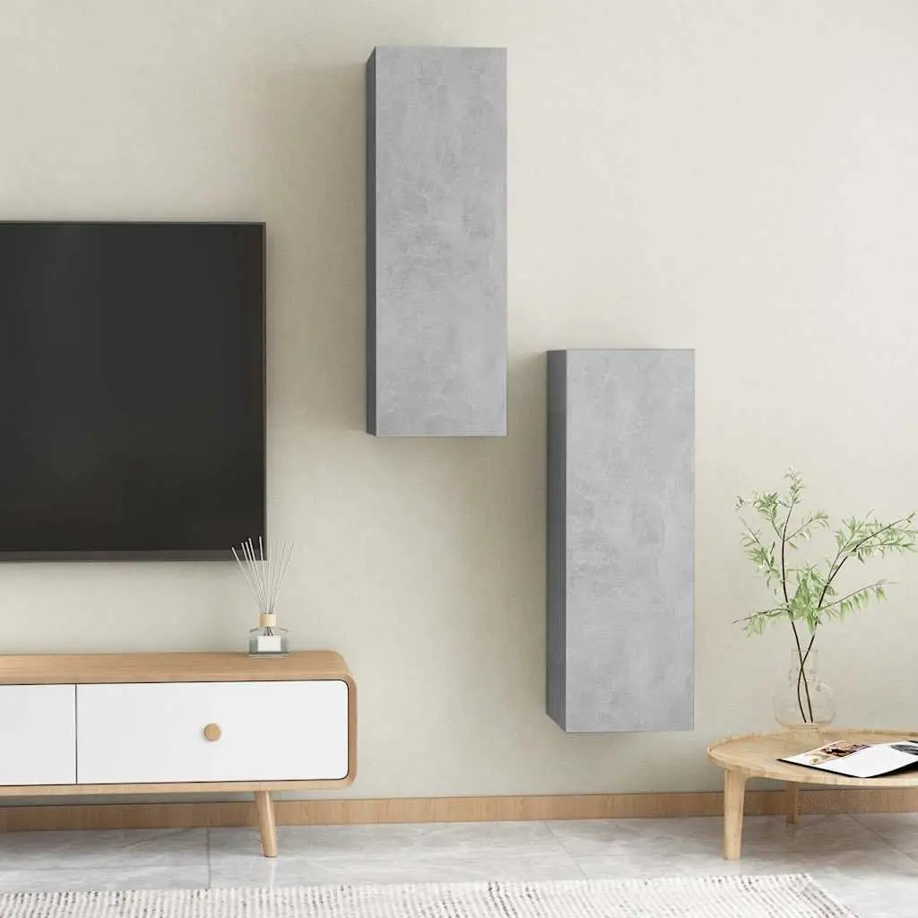 Wall-Mounted TV Cabinet Set 2 pcs Grey Storage Shelving Unit