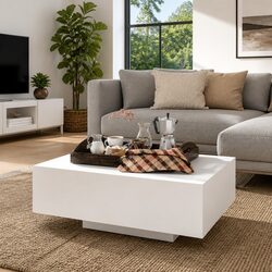 White Coffee Table with Engineered Wood Construction