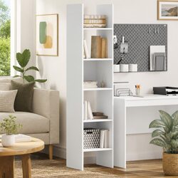 5-Compartment White Book Cabinet in Engineered Wood