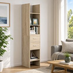 Engineered Wood Book Cabinet 40x35x180cm with Drawers