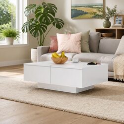 Engineered Wood Coffee Table in White Finish