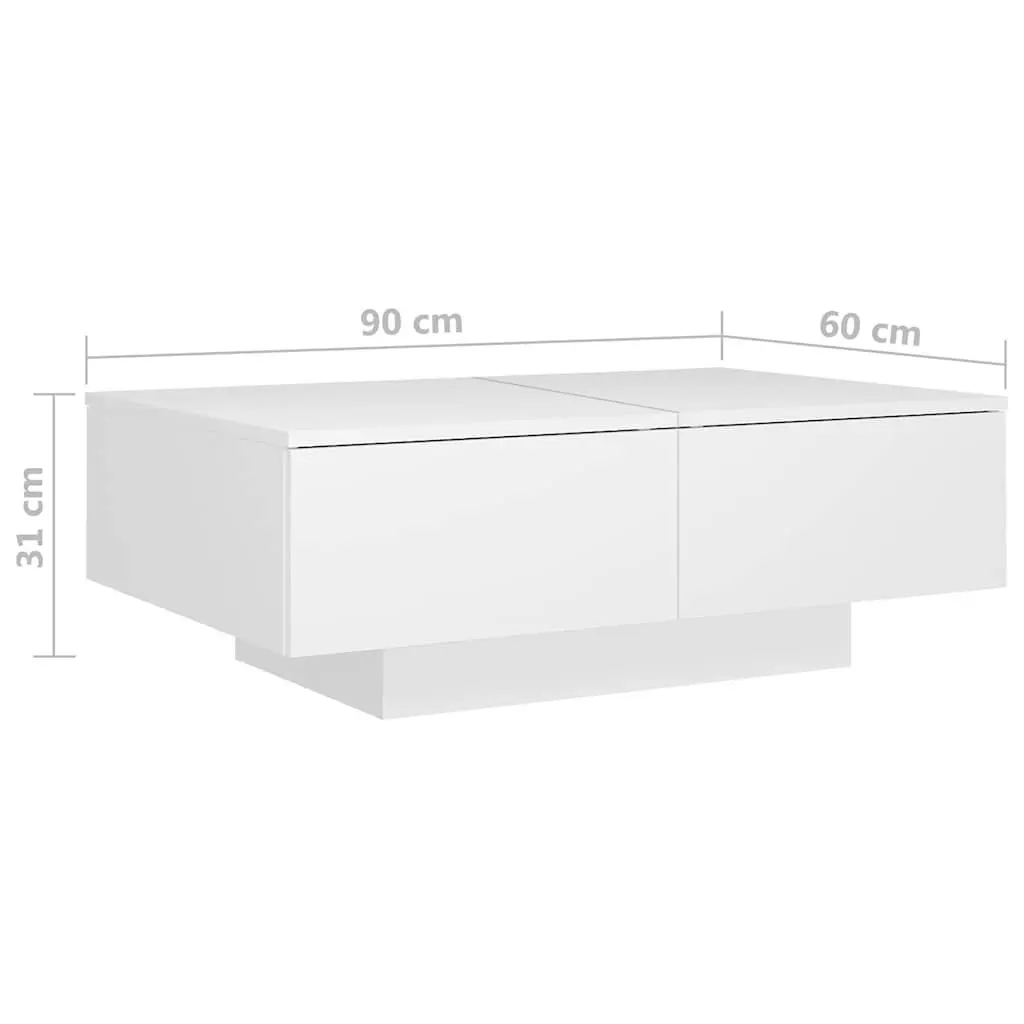 Coffee Table Engineered Wood Stable Surface Compact Size White 90x60x31cm