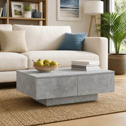Engineered Wood Grey Coffee Table 90x60x31 cm for Living Rooms