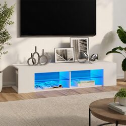 RGB LED TV Cabinet Storage Stand in White 135x39x30cm