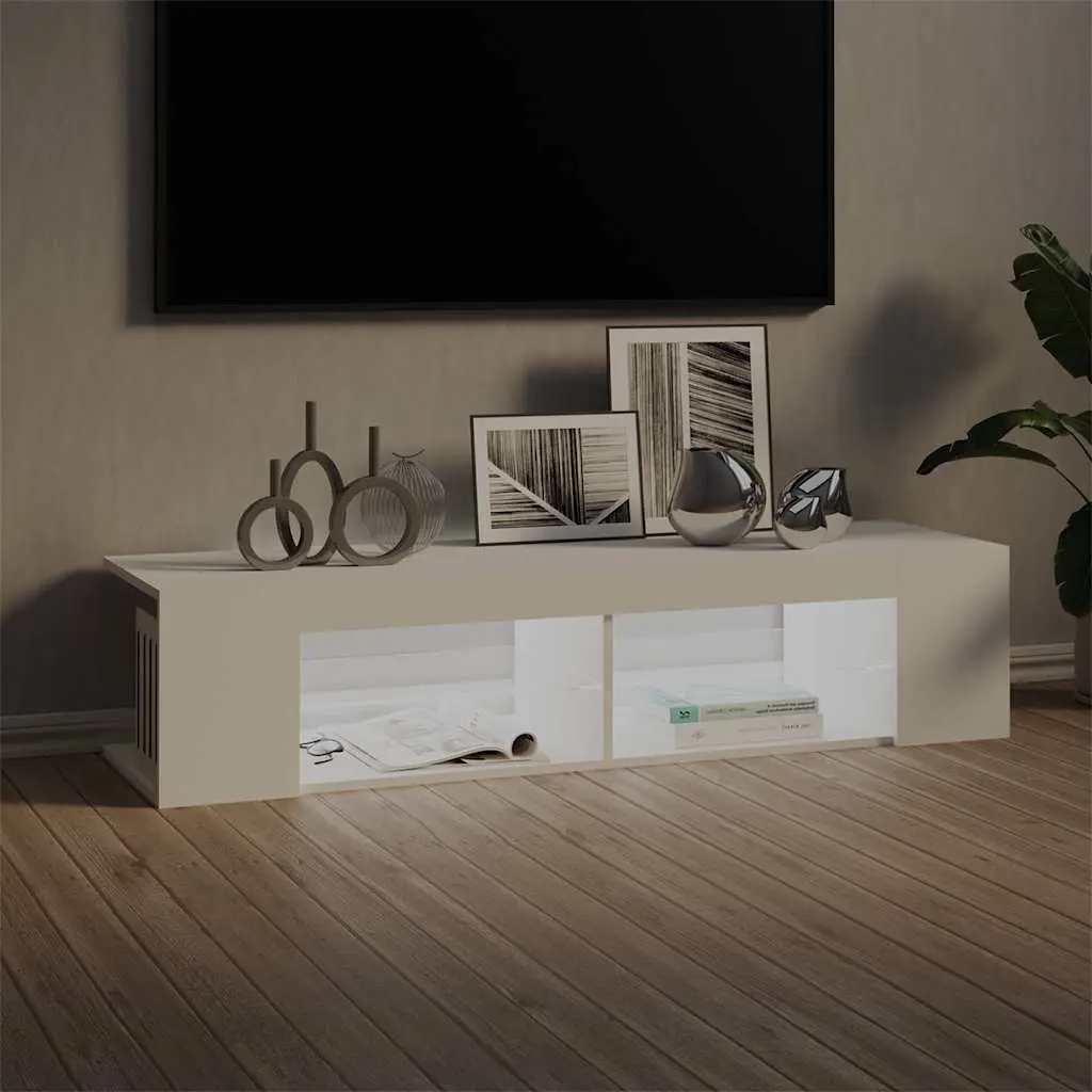 TV Cabinet Modern Media Stand with RGB LED Lights White 135x39x30cm