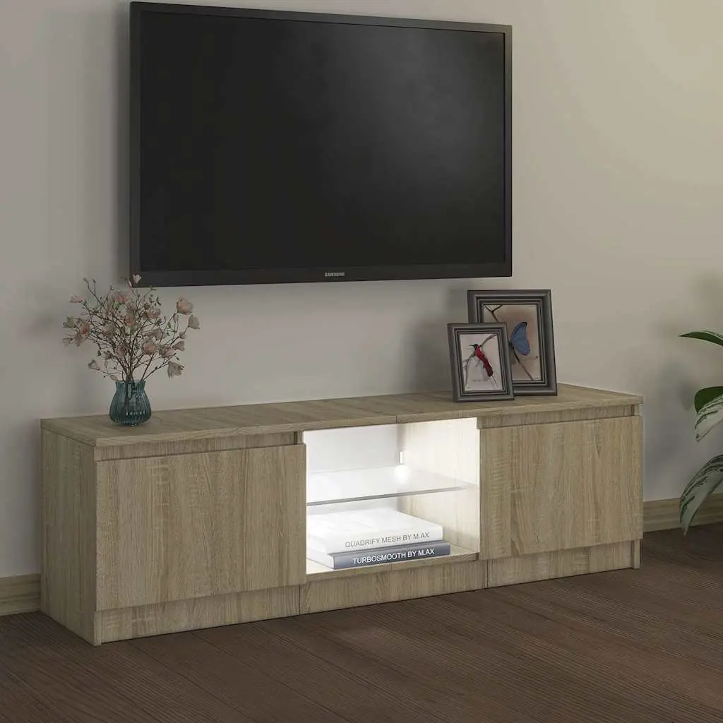 TV Cabinet with RGB LED Lights Storage Unit Media Entertainment Brown