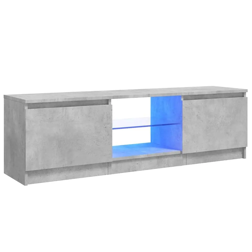 TV Cabinet with LED Lights Modern Storage Unit Grey 120 x 30 x 36 cm