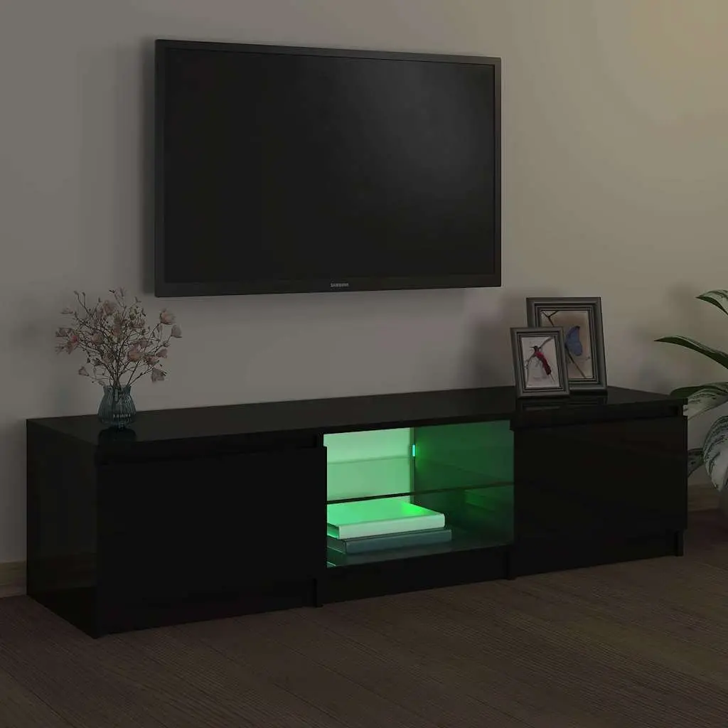 TV Cabinet with RGB LED Lights Storage Organiser Black 140 x 40 x 36 cm