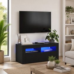 Black LED TV Cabinet for Organized Media Storage