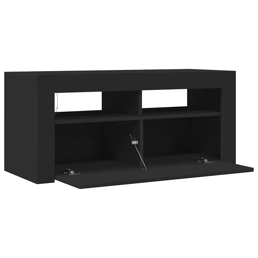 TV Cabinet Modern Storage Display Shelf with RGB LED Lights Black 90x35x40 cm