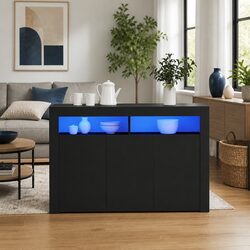 Black Sideboard with RGB LED Lighting - 115.5x30x75 cm