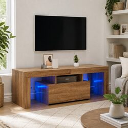 RGB LED TV Cabinet in Sonoma Oak - Media Storage 120x35x40cm