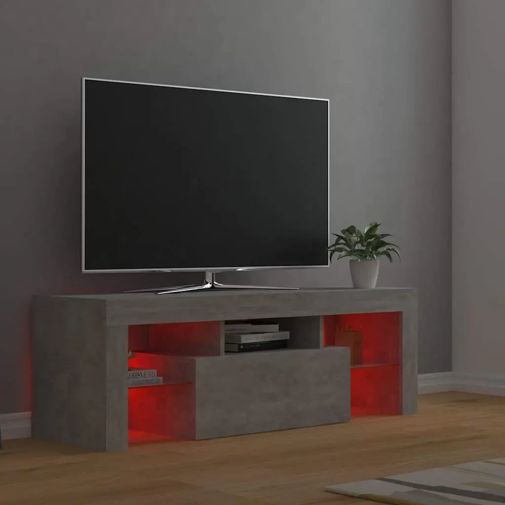 TV Stand LED Lights Media Storage Unit Grey 120cm