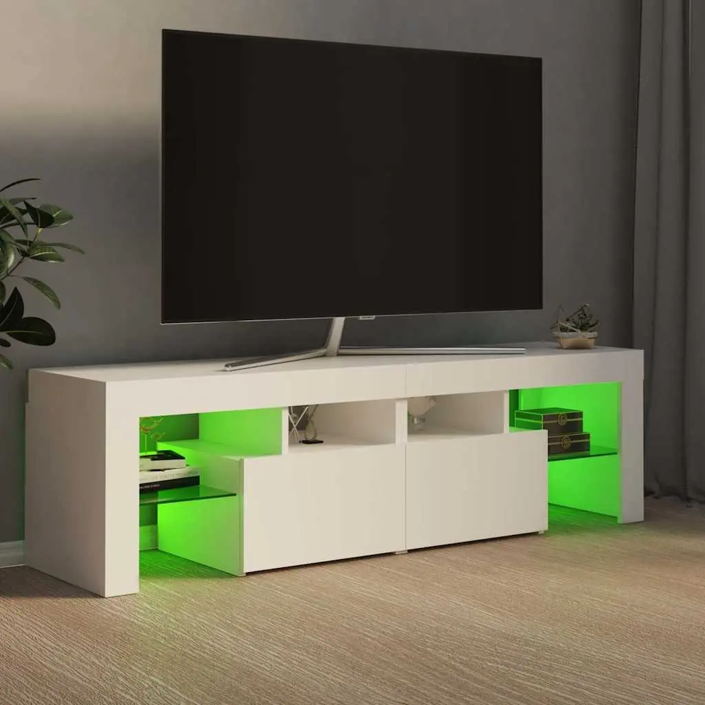 TV Cabinet with RGB LED Lights Storage Unit 140cm White