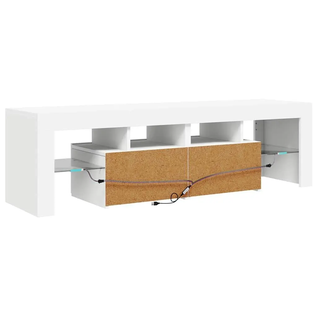 TV Cabinet with RGB LED Lights Storage Unit 140cm White