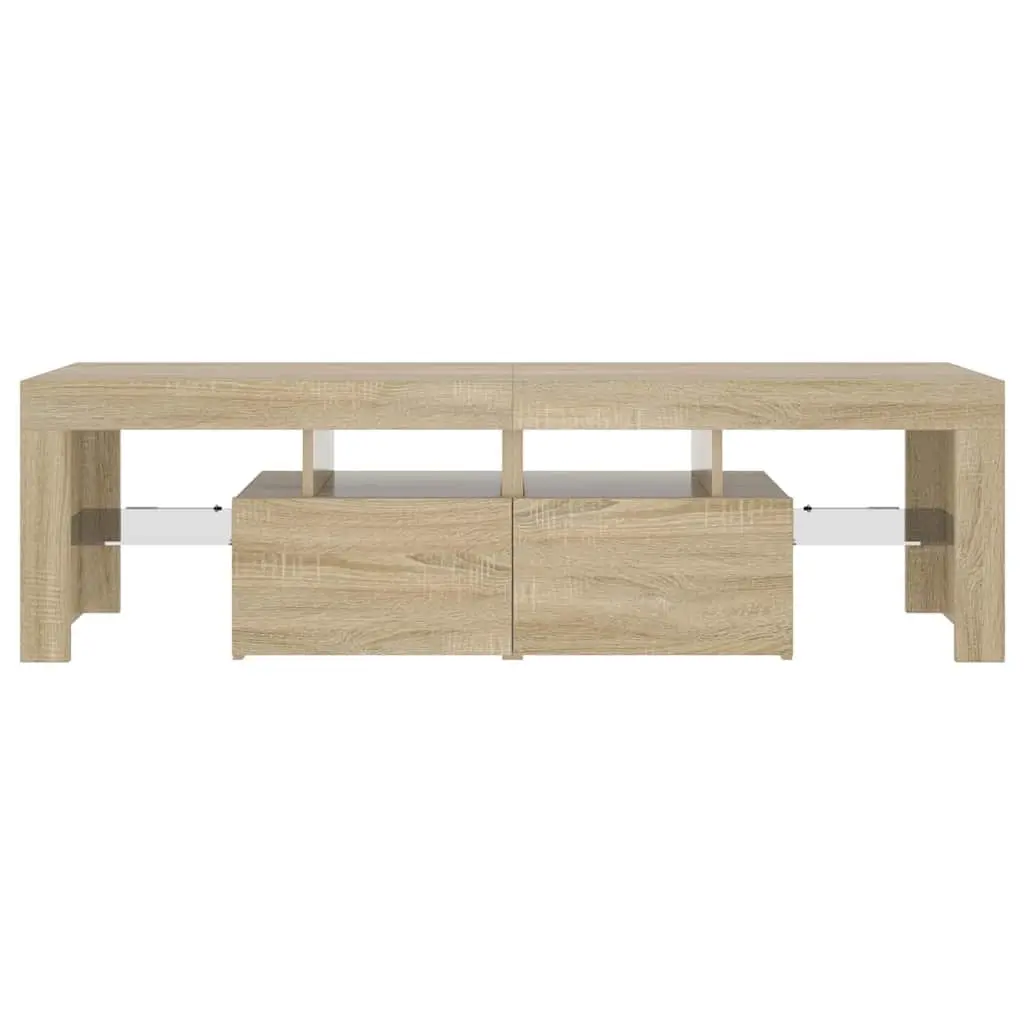 TV Cabinet with RGB LED Lights Storage Unit Engineered Wood Brown 140 x 36.5 x 40 cm