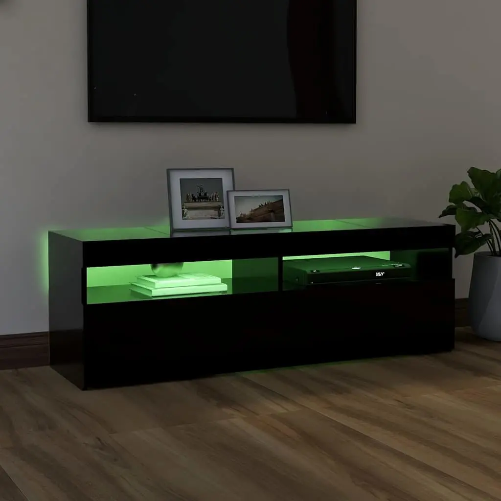 TV Cabinet with RGB LED Lights Spacious Black Media Stand