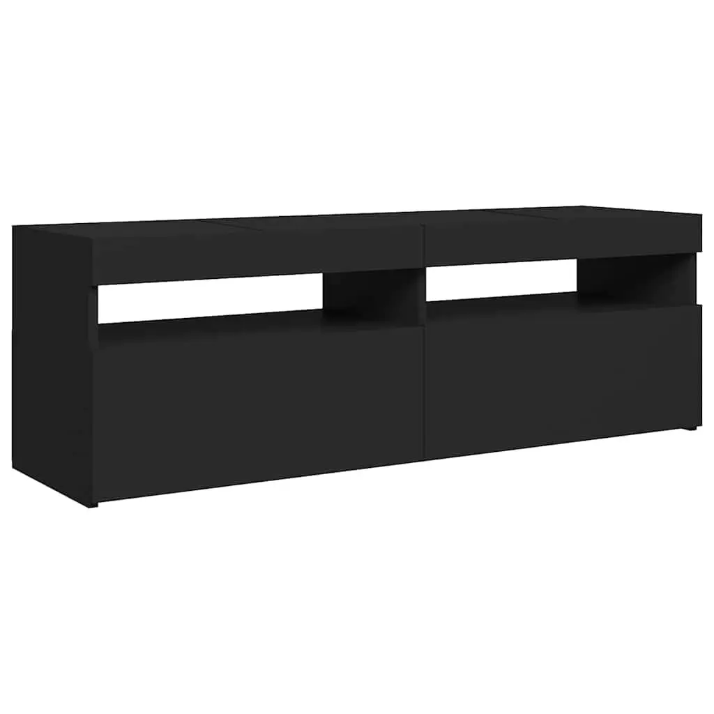 TV Cabinet with RGB LED Lights Spacious Black Media Stand