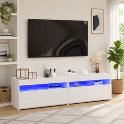 Modern White 2-Piece LED TV Cabinet Set