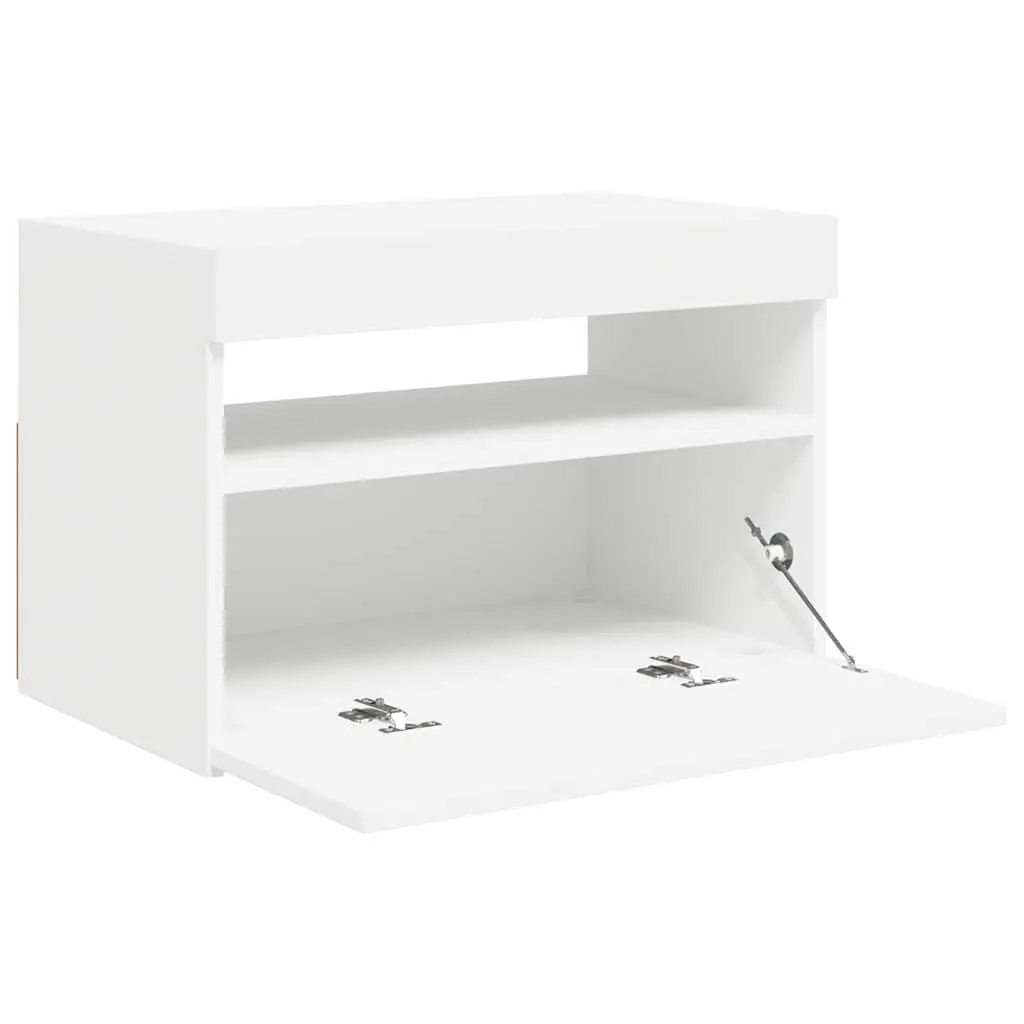 TV Cabinet with RGB LED Lights Modern Storage Unit 60 x 35 x 40 cm White