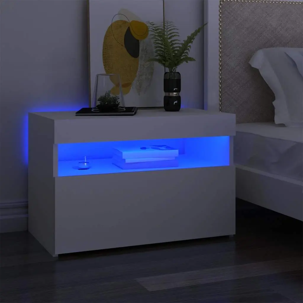 TV Cabinet with RGB LED Lights Modern Storage Unit 60 x 35 x 40 cm White
