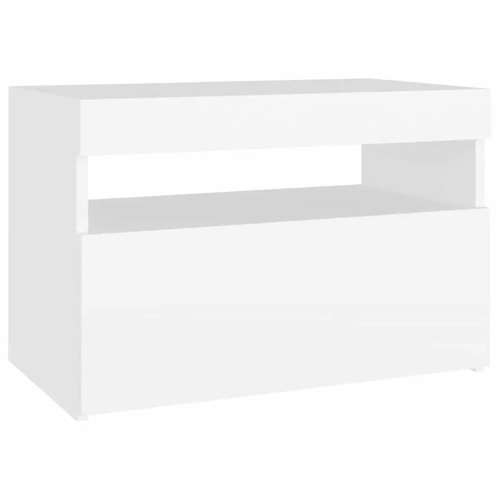TV Cabinet with RGB LED Lights Modern Storage Unit 60 x 35 x 40 cm White
