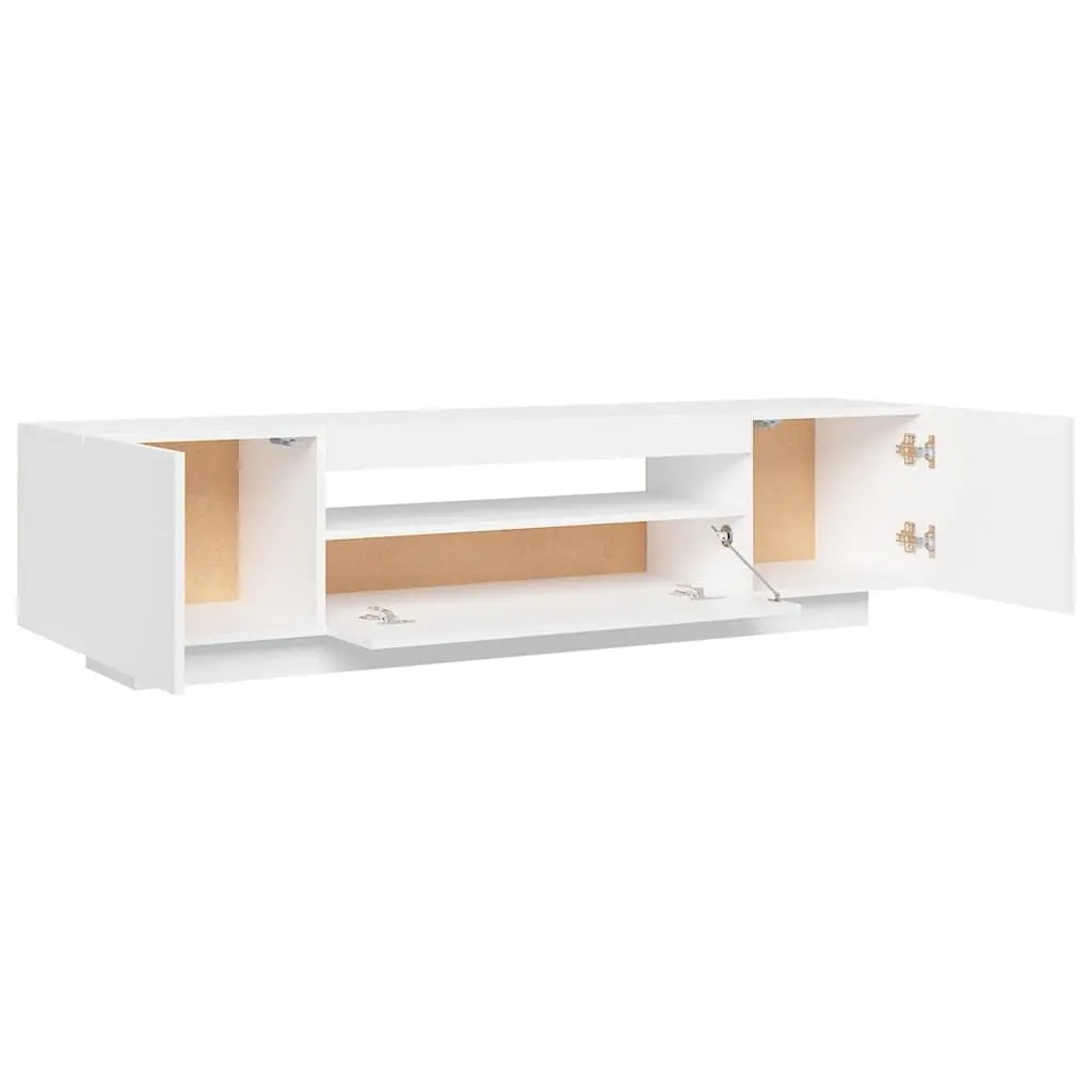 TV Cabinet with LED Lights Modern White Floating Shelves 160 cm