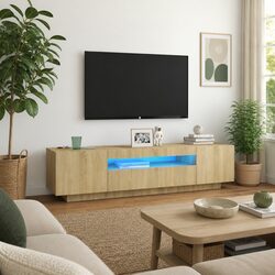Modern TV Cabinet in Brown Sonoma Oak with LED Lighting