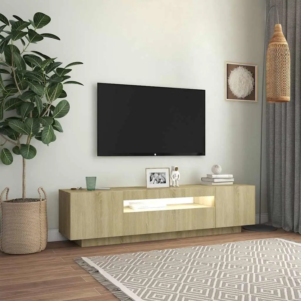 TV Cabinet with RGB LED Lights Spacious Brown Sonoma Oak