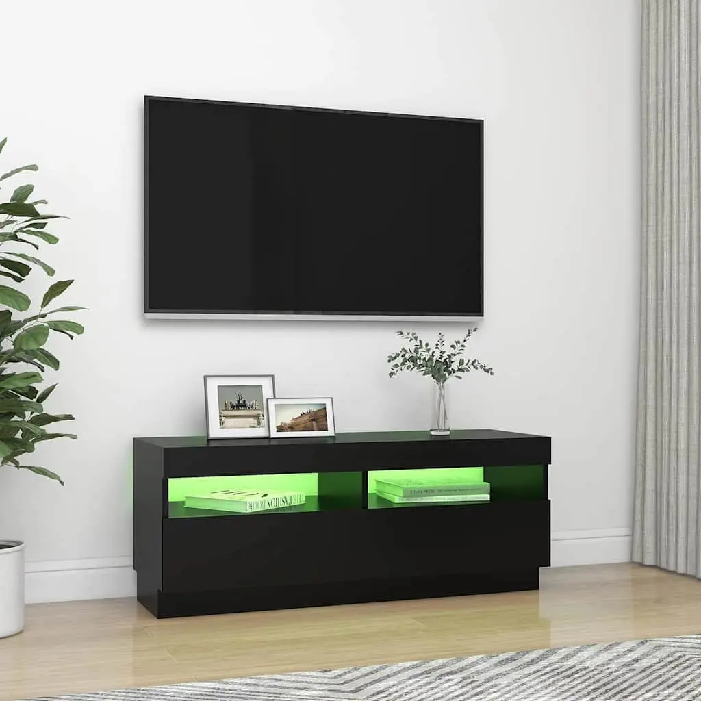 TV Cabinet with RGB LED Lights Spacious Storage Black 100 x 35 x 40 cm