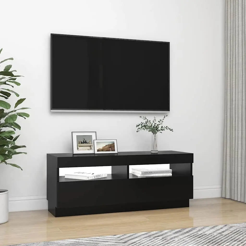 TV Cabinet with RGB LED Lights Spacious Storage Black 100 x 35 x 40 cm