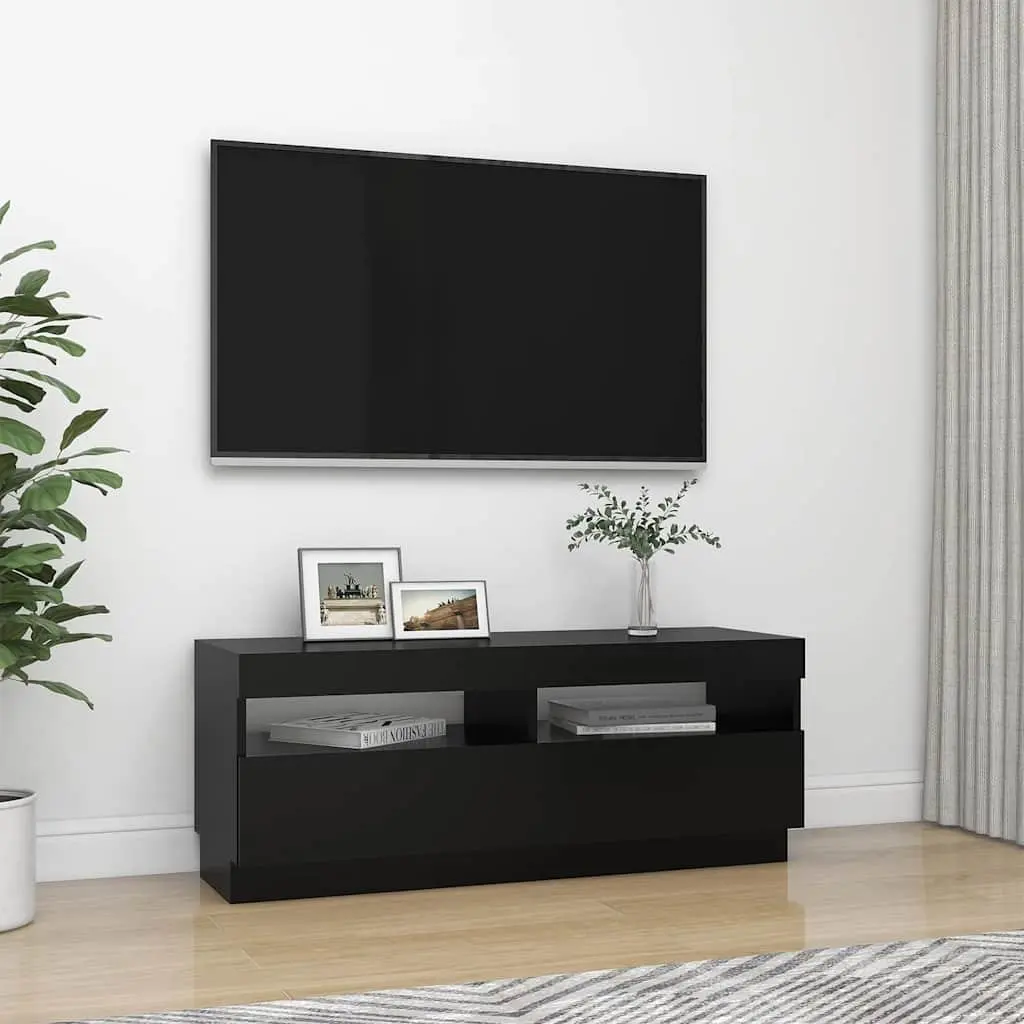 TV Cabinet with RGB LED Lights Spacious Storage Black 100 x 35 x 40 cm
