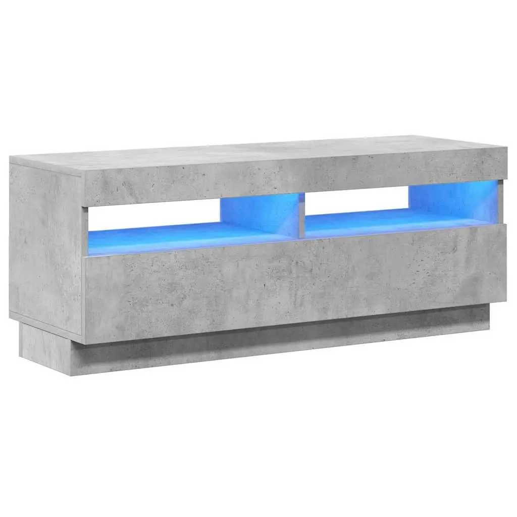 TV Stand Grey with RGB LED Lights Media Storage Unit 100 x 35 x 40 cm