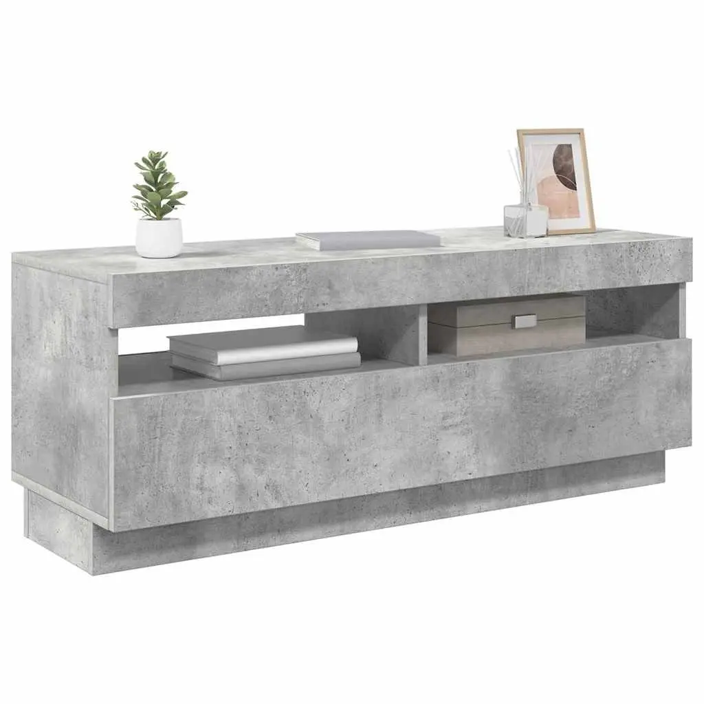 TV Stand Grey with RGB LED Lights Media Storage Unit 100 x 35 x 40 cm