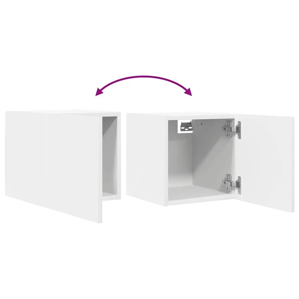 Wall Mounted TV Cabinet Set 4 Pieces Space Saving Storage White