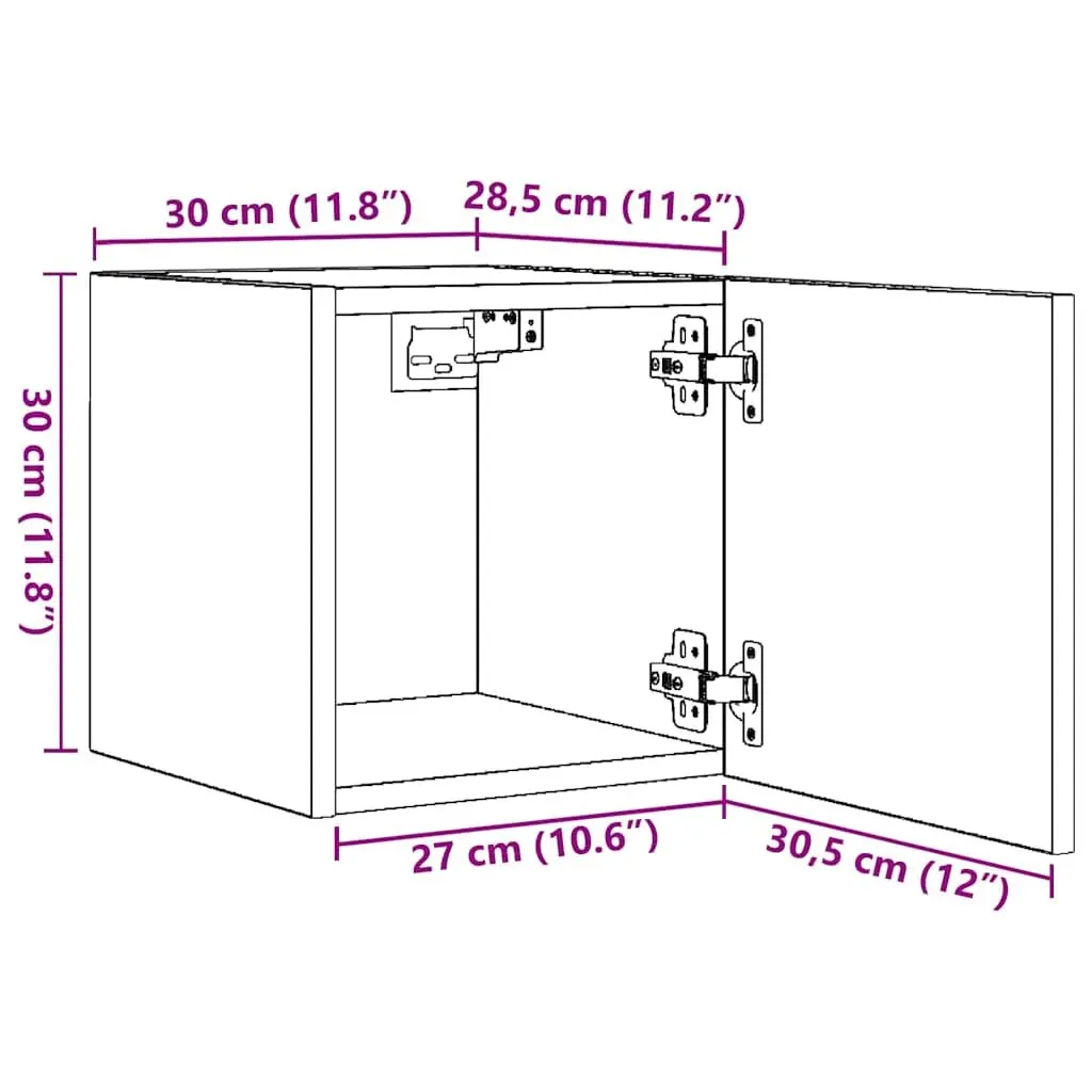 Wall Mounted TV Cabinet Space Saving High Gloss White 30.5 x 30 x 30 cm