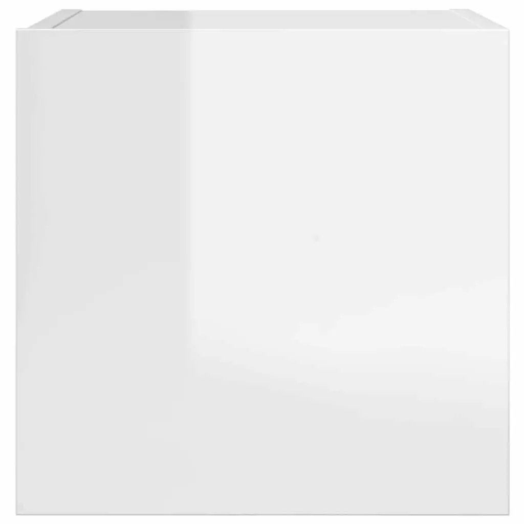 Wall Mounted TV Cabinet Space Saving High Gloss White 30.5 x 30 x 30 cm