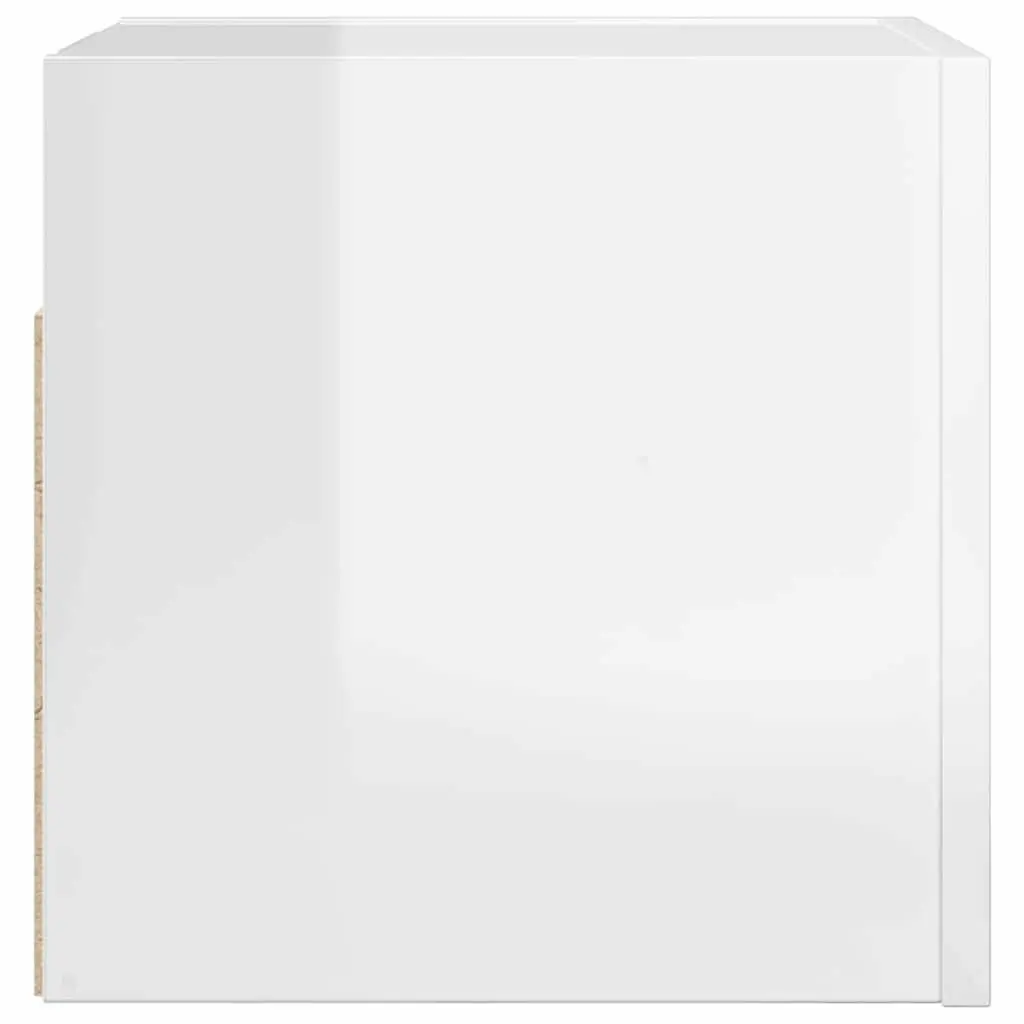 Wall Mounted TV Cabinet Space Saving High Gloss White 30.5 x 30 x 30 cm