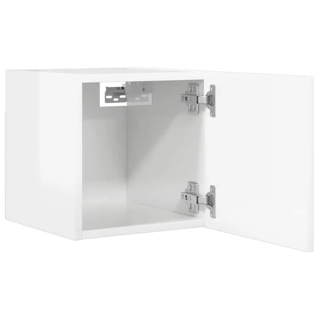 Wall Mounted TV Cabinet Space Saving High Gloss White 30.5 x 30 x 30 cm