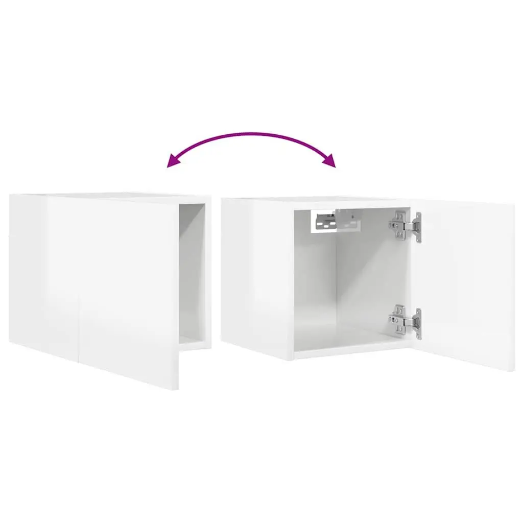 Wall Mounted TV Cabinet Space Saving High Gloss White 30.5 x 30 x 30 cm