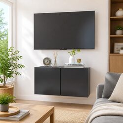 Modern Grey Wall-Mounted TV Cabinet with Storage