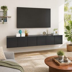3-Piece Grey Wall-Mounted TV Cabinet Set