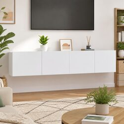 Wall-Mounted TV Cabinets 2 pcs in White Engineered Wood