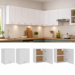 Set of 2 White Wall-Mount Kitchen Cabinets