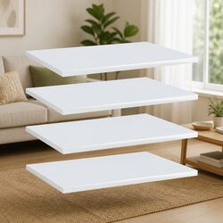 Set of 4 Bookshelf Boards - High Gloss White 40x30x1.5 cm