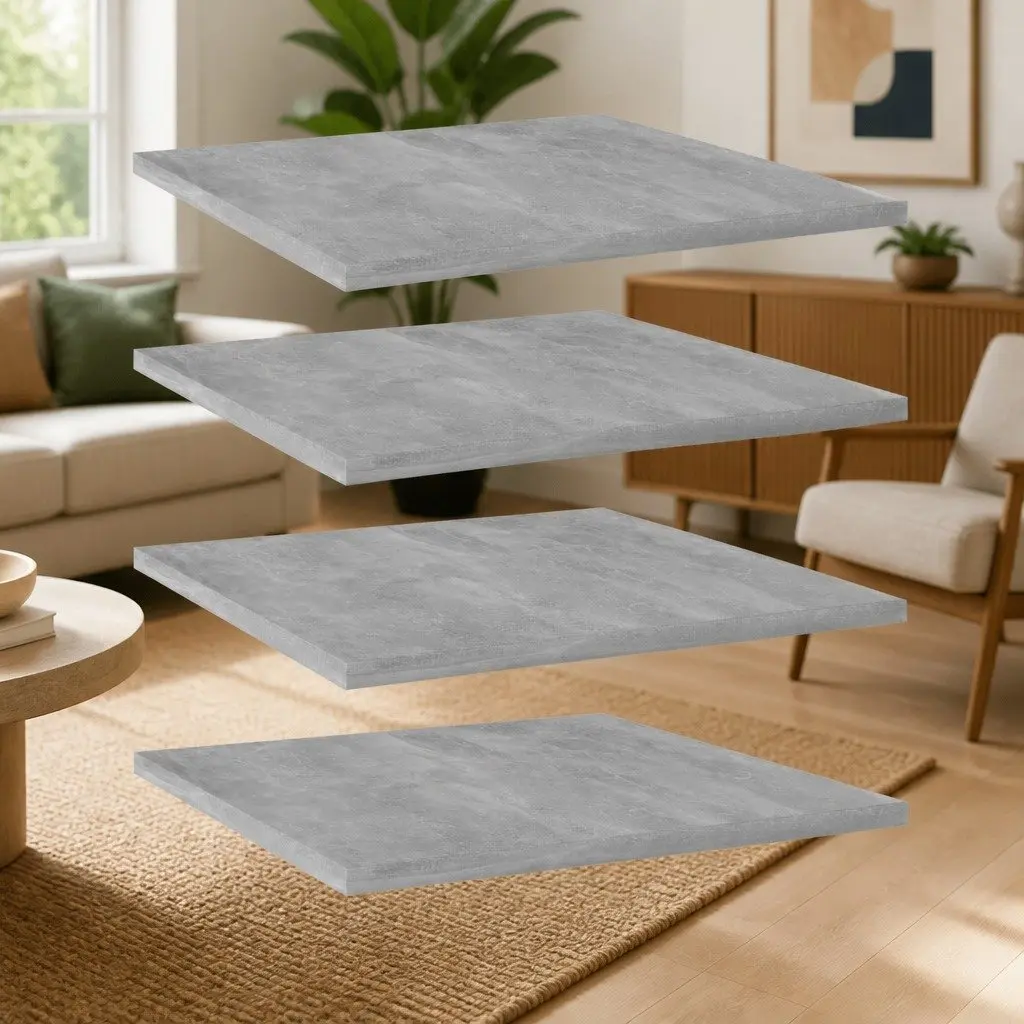 Floating Shelves Engineered Wood Grey Storage Boards 40x40x1.5cm Set of 4