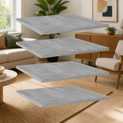 Set of 4 Grey Engineered Wood Floating Shelves
