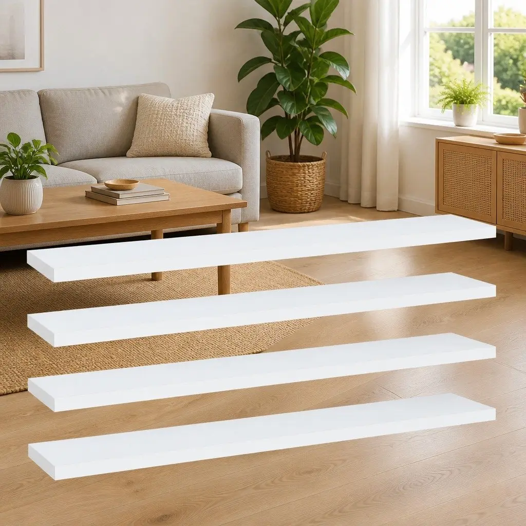 Bookshelf Boards Convenience Feature 60x10x1.5 cm White