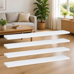 Bookshelf Boards Set of 4 White 60x10x1.5 cm